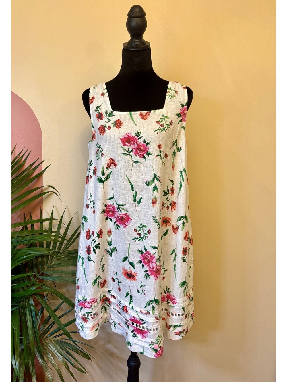 J by Joie Women's Floral Linen Sleeveless Shift Dress Feminine Size Extra Small